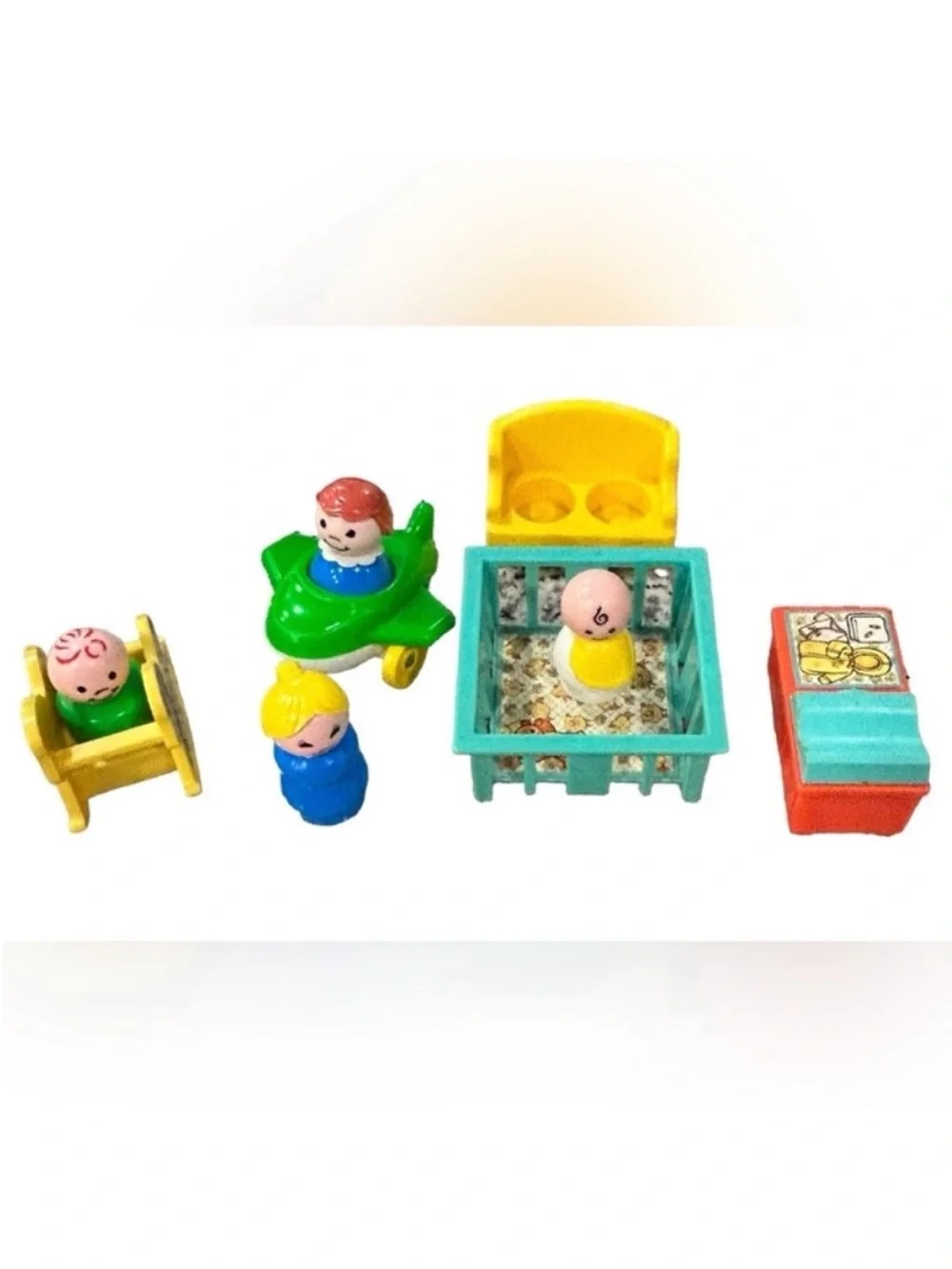 Vintage Fisher Price Little People DollhouseBaby Nursery Baby Furniture & Figure